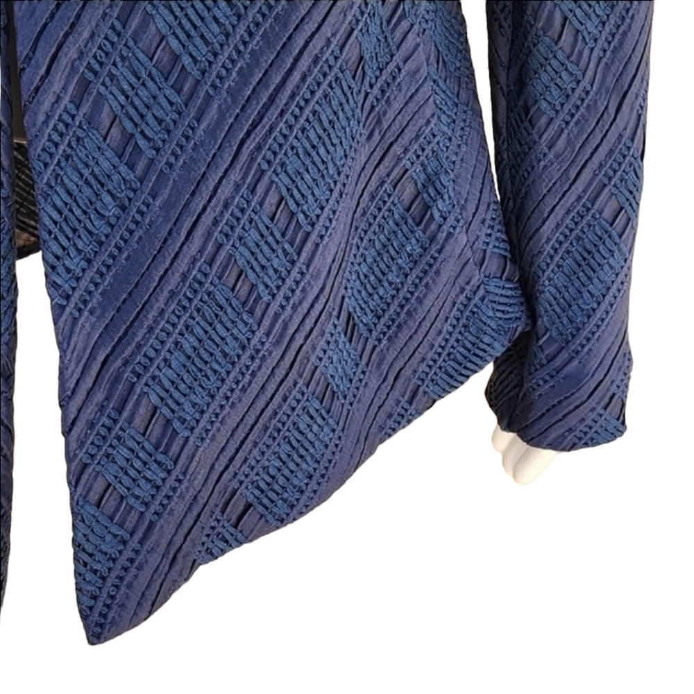 GIORGIO ARMANI Silk Blazer 48 12 Blue Single Breasted VINTAGE Woven Jacket - Picture 16 of 17